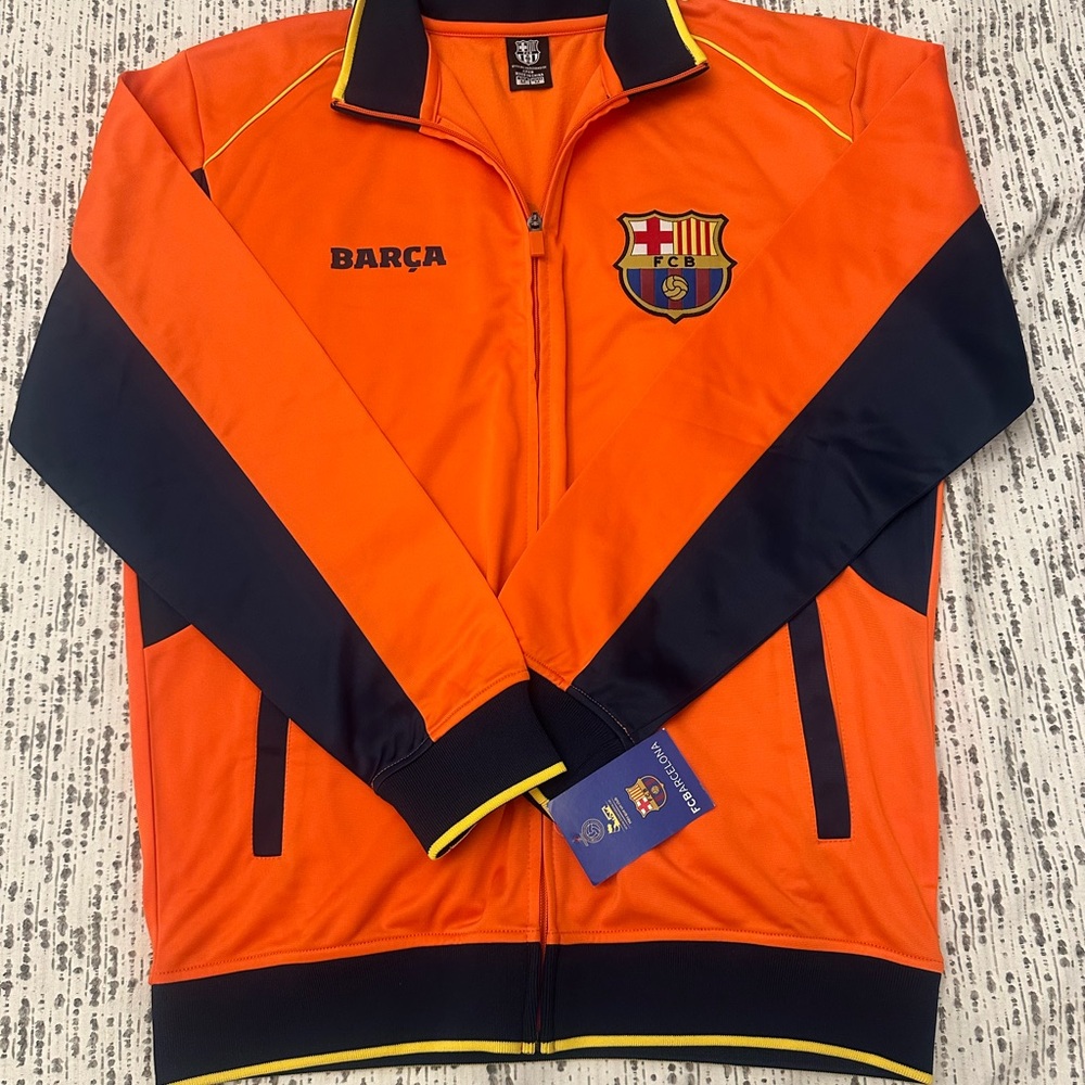 FC Barcelona Men's Orange and Black Jacket